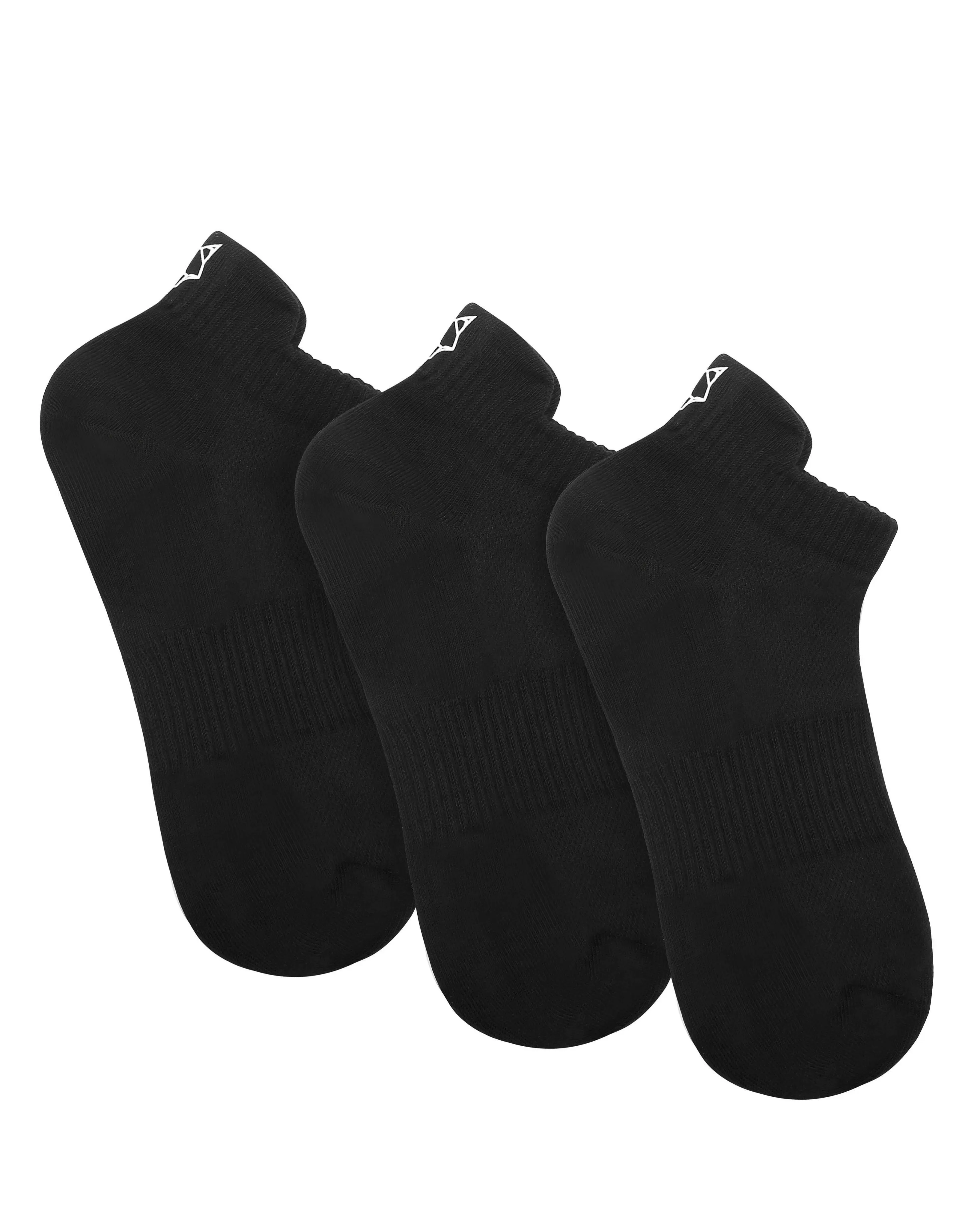 Naked Wolfe 3 Pack Womens Egyptian Cotton Ankle Socks Black