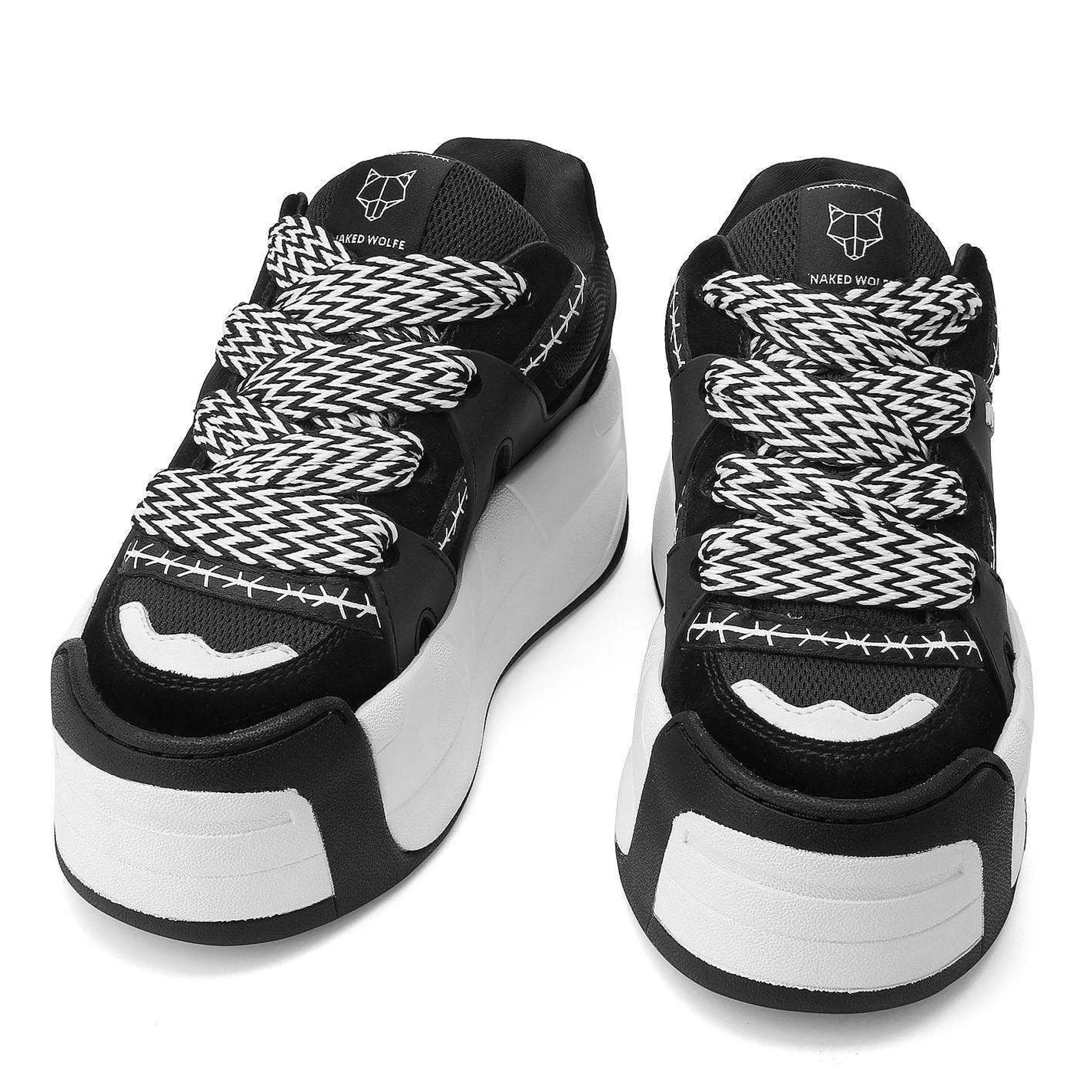 Naked Wolfe Slider Laces Zig Zag Black/White